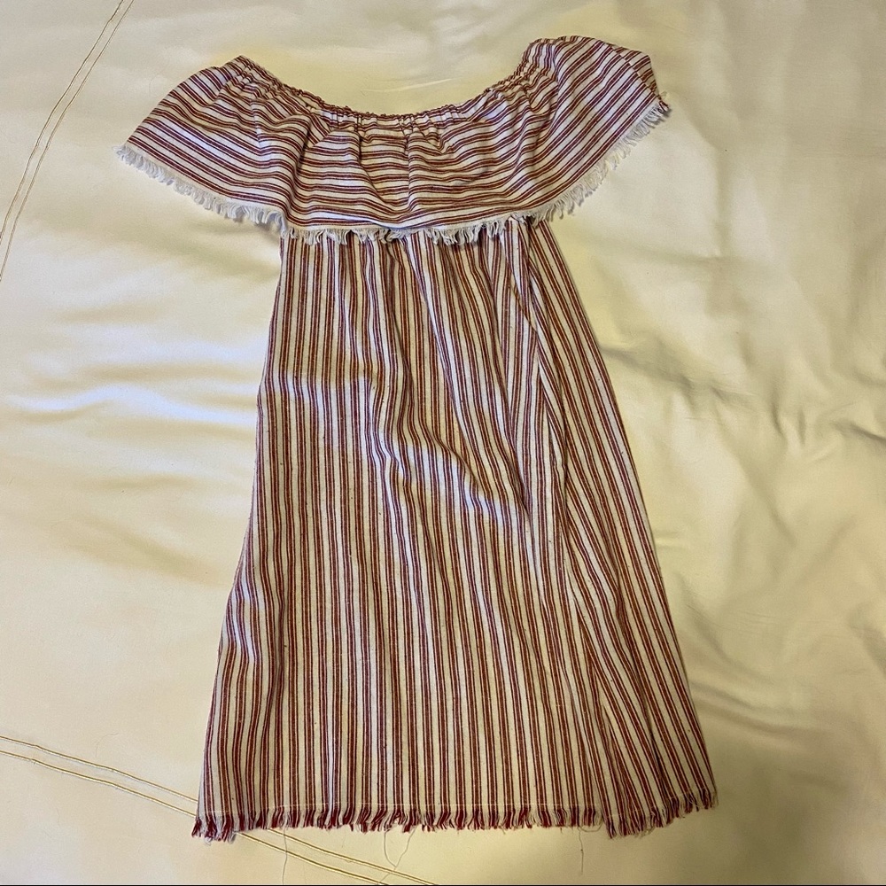 Anthropologie Striped Cotton Dress Off-the-Shoulder Dress